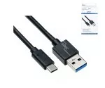 Cable USB 3.1 tipo C - enchufe 3.0 A, 5Gbps, carga 3A, negro, 0,50m, DINIC Box